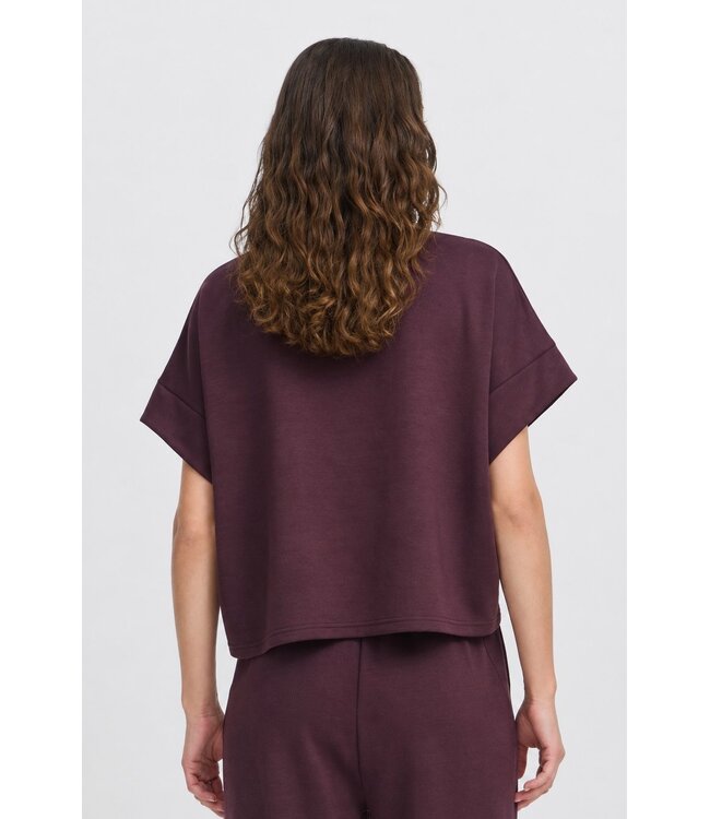 b.young BYPUSTI Loose Vest Fig – Dames sweater met korte mouwen