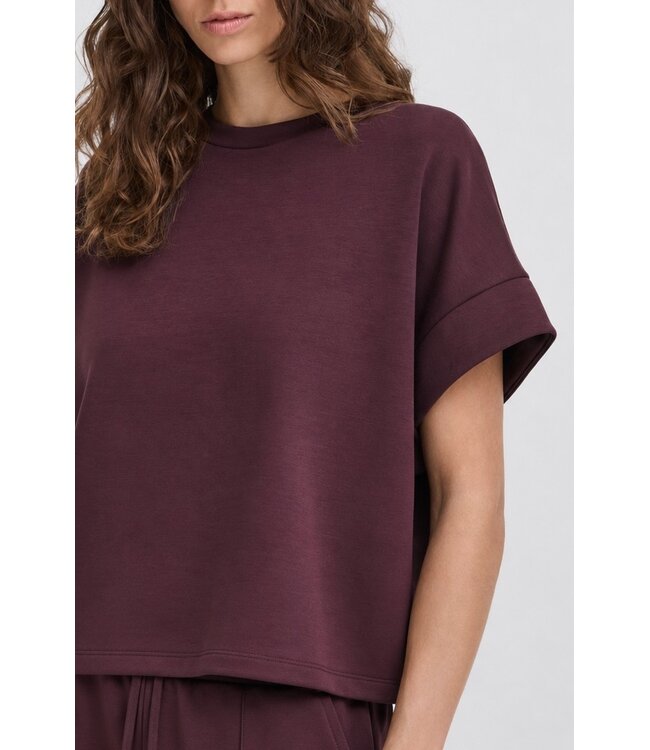 b.young BYPUSTI Loose Vest Fig – Dames sweater met korte mouwen