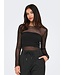 JDY JDYELSA New Life O-Neck Top Black – Dames mesh top met lange mouwen