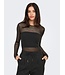 JDY JDYELSA New Life O-Neck Top Black – Dames mesh top met lange mouwen