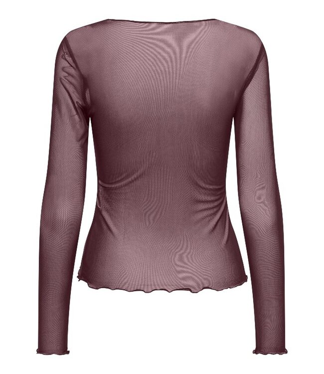 JDY JDYELSA New Life O-Neck Top Huckleberry – Dames mesh top met lange mouwen