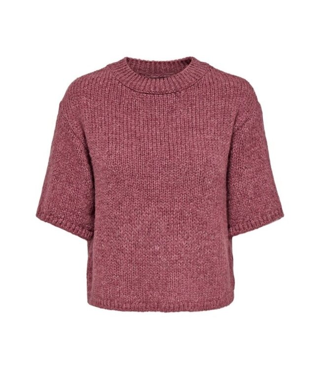 JDY JDYDICTE O-Neck Pull Deco Rose – Dames gebreide trui met halflange mouwen