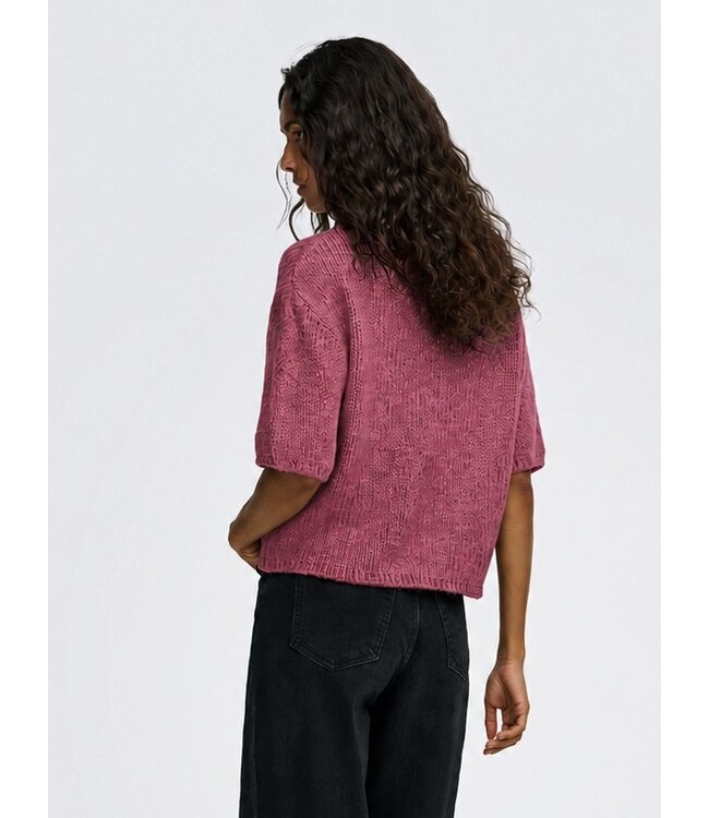 JDY JDYDICTE O-Neck Pull Deco Rose – Dames gebreide trui met halflange mouwen