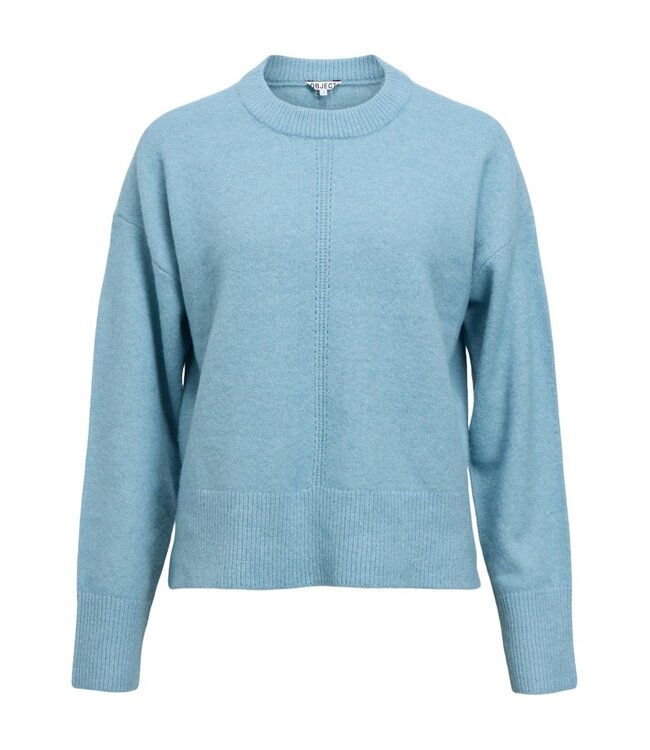 Object OBJJUNO O-Neck Pullover Blue Shadow – Dames gebreide trui loose fit