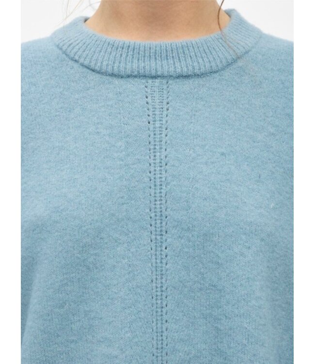 Object OBJJUNO O-Neck Pullover Blue Shadow – Dames gebreide trui loose fit