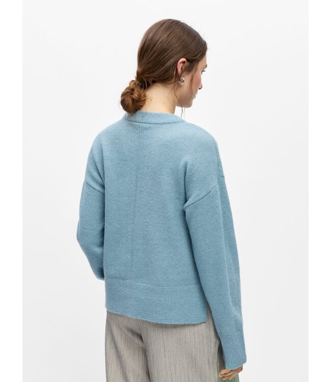 Object OBJJUNO O-Neck Pullover Blue Shadow – Dames gebreide trui loose fit
