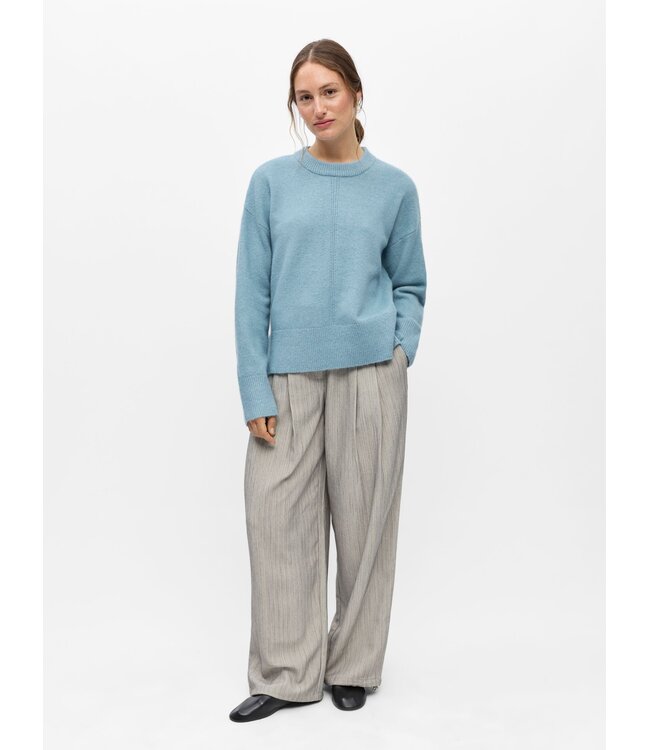 Object OBJJUNO O-Neck Pullover Blue Shadow – Dames gebreide trui loose fit