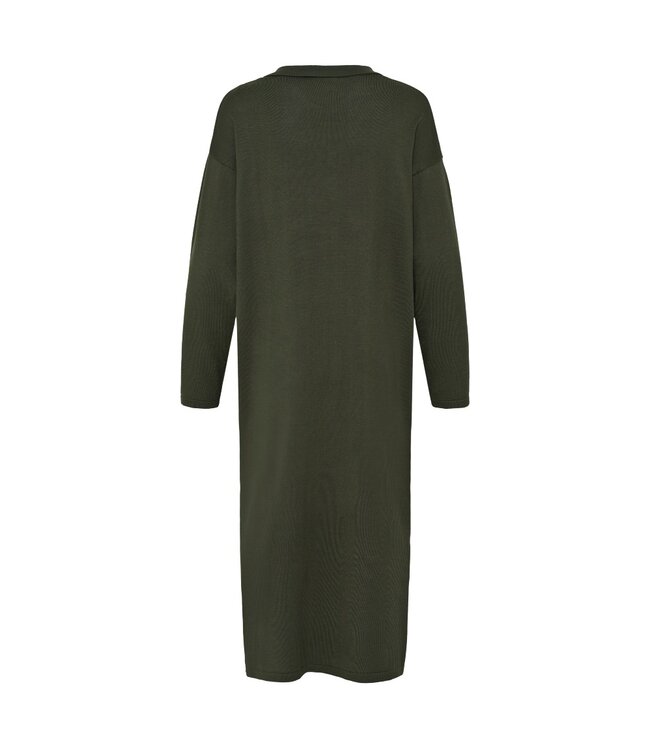 ICHI IHLULS Dress 2 Rosin – Gebreide dames midi jurk met polokraag