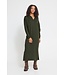 ICHI IHLULS Dress 2 Rosin – Gebreide dames midi jurk met polokraag