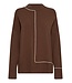 ICHI IHBALLIA LS3 Chicory Coffee – Bruine dames trui met contrastdetail