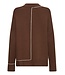 ICHI IHBALLIA LS3 Chicory Coffee – Bruine dames trui met contrastdetail