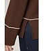 ICHI IHBALLIA LS3 Chicory Coffee – Bruine dames trui met contrastdetail
