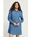 ICHI IHARCHER Dress 4 Washed Medium Blue – Blauwe denim dames overhemdjurk