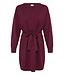 ICHI IHLULS Dress Rhododendron – Bordeaux gebreide damesjurk met ceintuur
