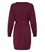 ICHI IHLULS Dress Rhododendron – Bordeaux gebreide damesjurk met ceintuur