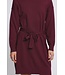 ICHI IHLULS Dress Rhododendron – Bordeaux gebreide damesjurk met ceintuur