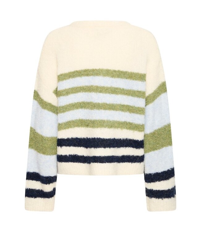 ICHI IHBOSELE Pullover Birch Blue Stripe – Zachte gestreepte damestrui