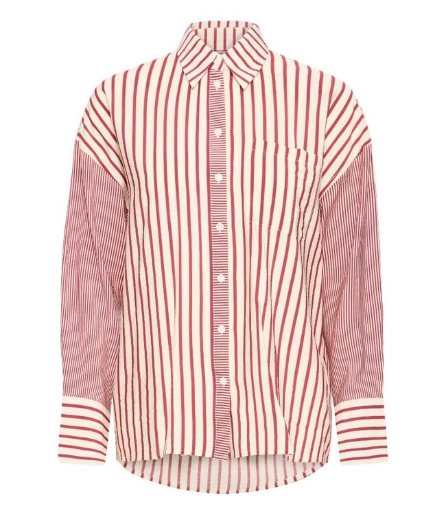 ICHI IHLOURI Shirt Rhododendron/White Stripe – Gestreepte damesblouse