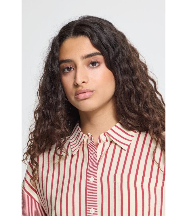 ICHI IHLOURI Shirt Rhododendron/White Stripe – Gestreepte damesblouse