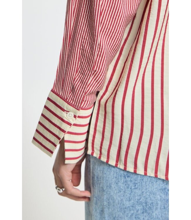 ICHI IHLOURI Shirt Rhododendron/White Stripe – Gestreepte damesblouse