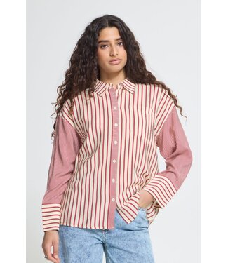 ICHI IHLOURI Shirt - Rhododendron/White Stripe