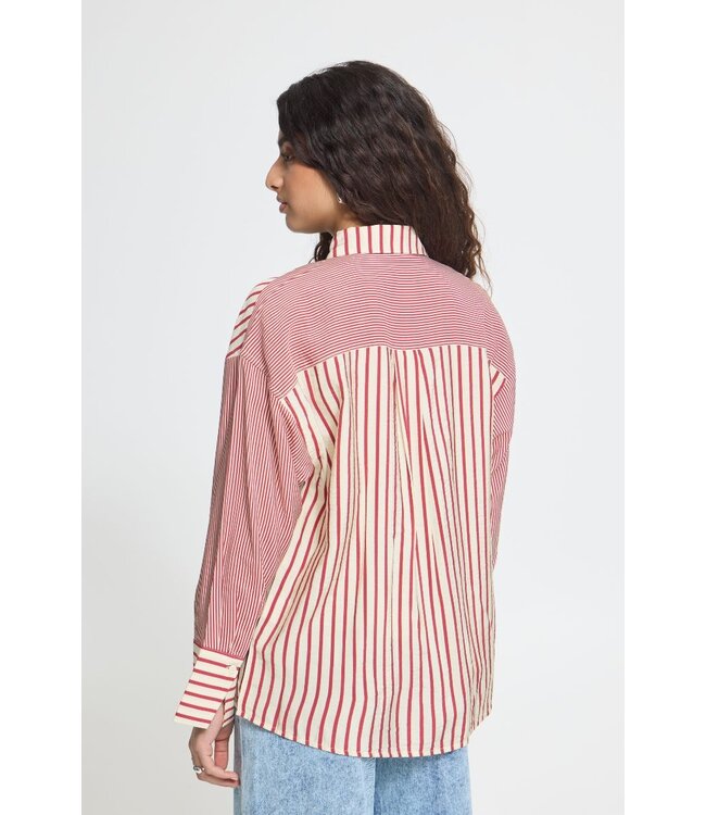 ICHI IHLOURI Shirt Rhododendron/White Stripe – Gestreepte damesblouse