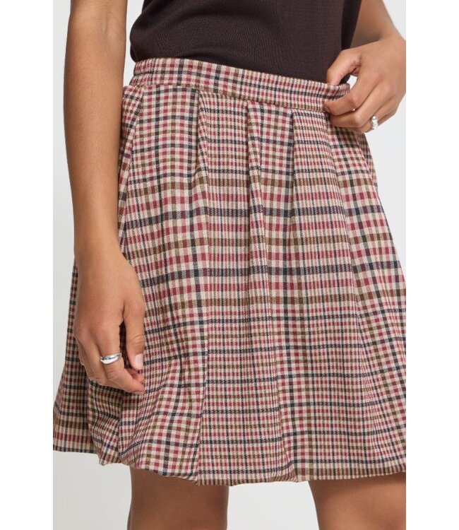 ICHI IHKATE Checkit Skirt Big Check – Geruite damesrok met plooien