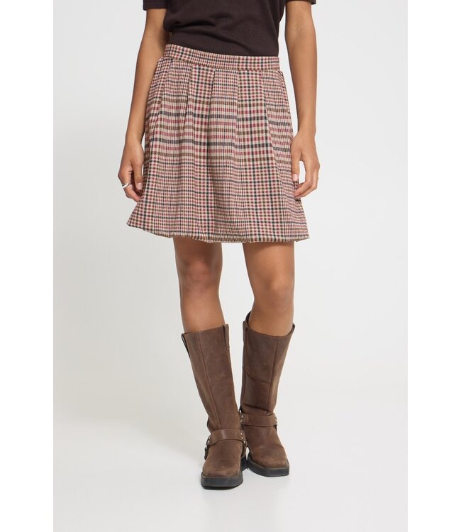 ICHI IHKATE Checkit Skirt Big Check – Geruite damesrok met plooien