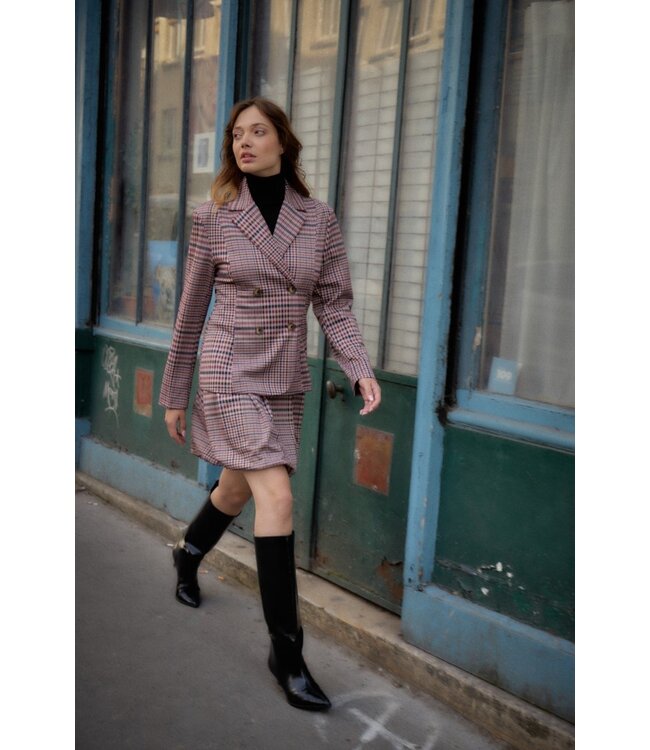 ICHI IHKATE Checkit Skirt Big Check – Geruite damesrok met plooien
