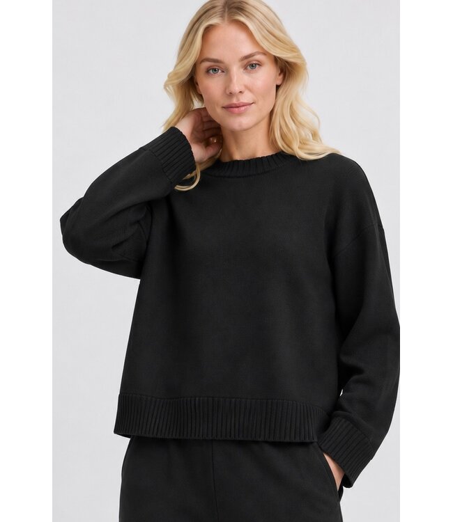 b.young b.young BYOTARI Jumper 3 Meteorite/Black – Donkere damestrui met losse pasvorm