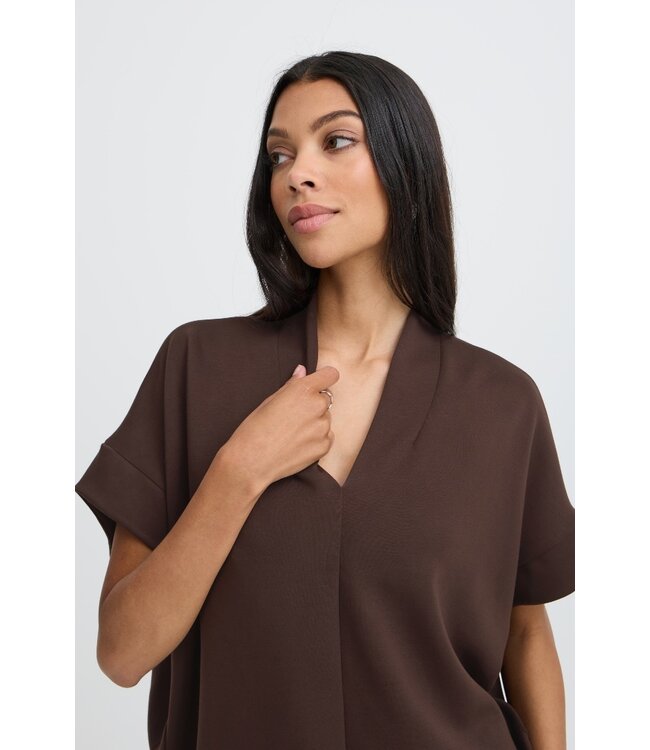 b.young b.young BYPUSTI V-Neck Vest Java – Bruine dames top met V-hals
