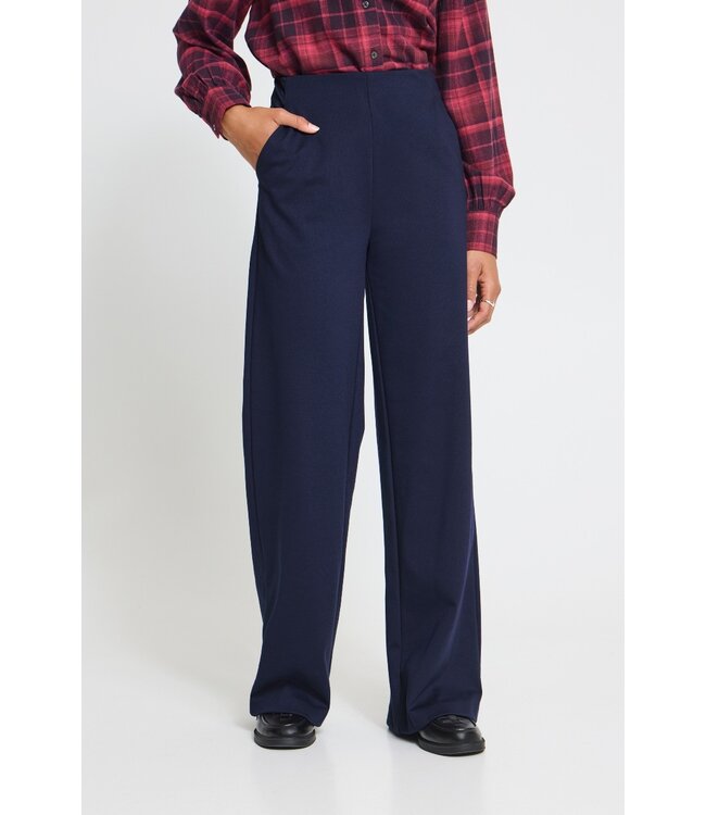 ICHI ICHI IHKATE Wide Pant 2 Maritime Blue – Dames broek met wijde pijpen