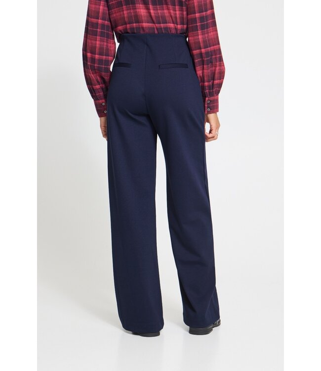 ICHI ICHI IHKATE Wide Pant 2 Maritime Blue – Dames broek met wijde pijpen