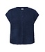 ICHI ICHI IHSARISA WA2 Maritime Blue – Mouwloos bouclé vest met knopen