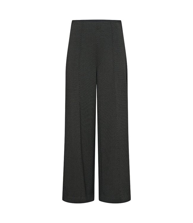ICHI ICHI IHKATE Twillish Wide Pant Rosin-Black/Green – Dames broek met wijde pijpen