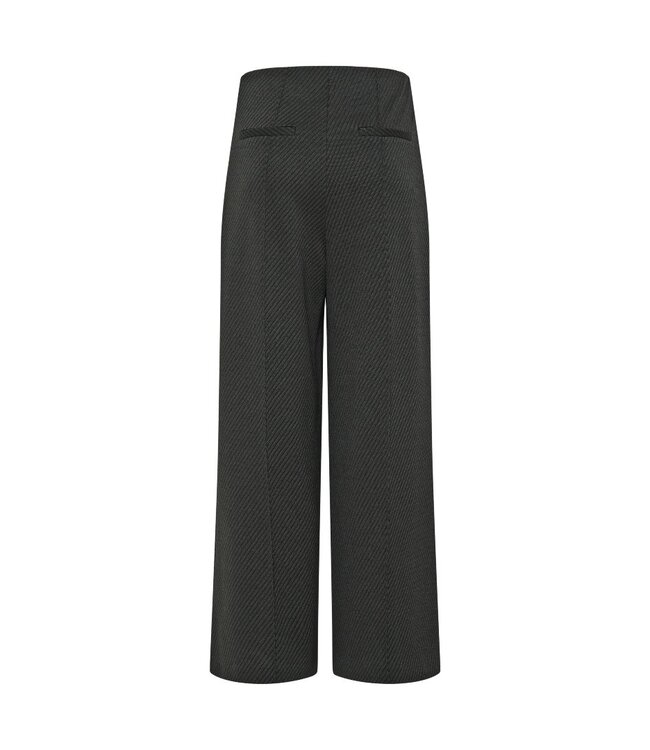 ICHI ICHI IHKATE Twillish Wide Pant Rosin-Black/Green – Dames broek met wijde pijpen