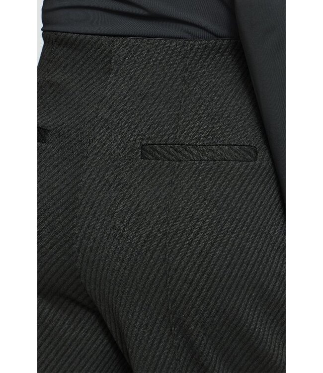ICHI ICHI IHKATE Twillish Wide Pant Rosin-Black/Green – Dames broek met wijde pijpen