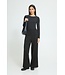 ICHI ICHI IHKATE Twillish Wide Pant Rosin-Black/Green – Dames broek met wijde pijpen