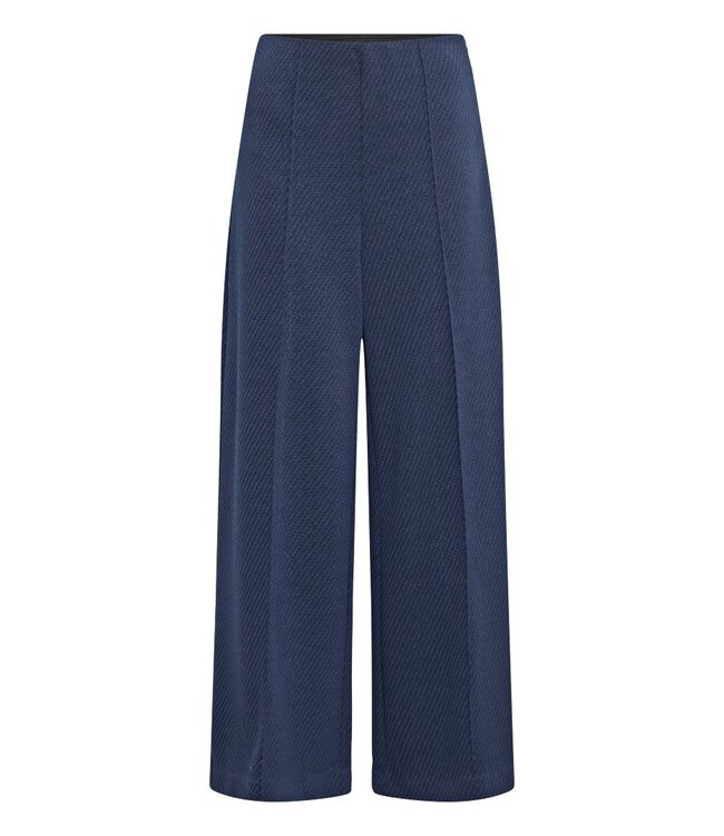 ICHI ICHI IHKATE Twillish Wide Pant Maritime Blue/Black – Blauwe--Zwart gestreepte broek met wijde pijpen