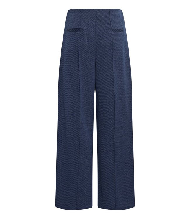 ICHI ICHI IHKATE Twillish Wide Pant Maritime Blue/Black – Blauwe--Zwart gestreepte broek met wijde pijpen
