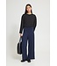 ICHI ICHI IHKATE Twillish Wide Pant Maritime Blue/Black – Blauwe--Zwart gestreepte broek met wijde pijpen