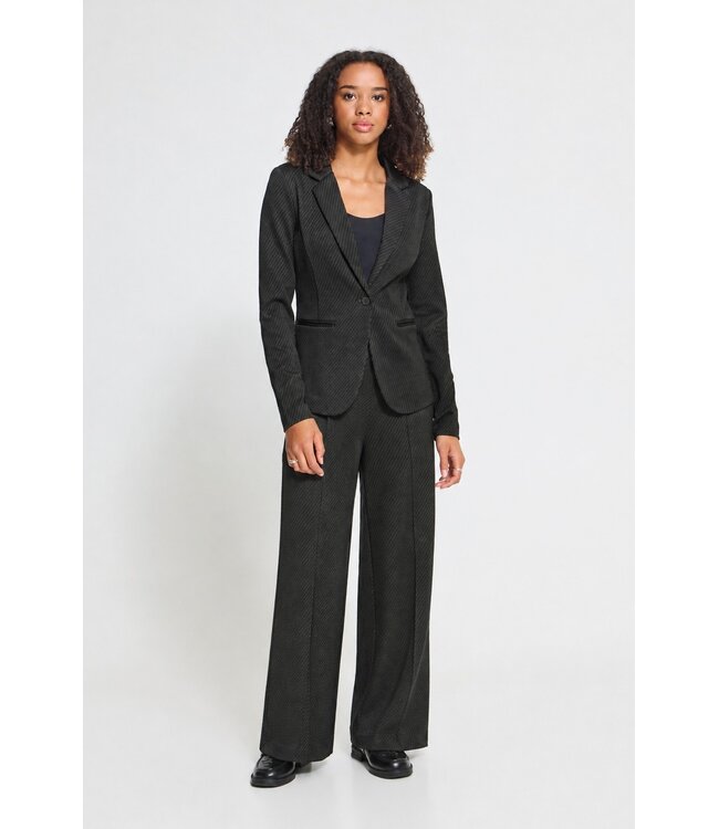 ICHI ICHI IHKATE Twillish Wide Pant Rosin-Black/Green – Dames broek met wijde pijpen