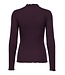 JDY JDY JDYFRANSISKA Life Hi-Neck Top Winetasting – Bordeaux ribtop met hoge hals