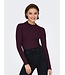 JDY JDY JDYFRANSISKA Life Hi-Neck Top Winetasting – Bordeaux ribtop met hoge hals
