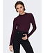 JDY JDY JDYFRANSISKA Life Hi-Neck Top Winetasting – Bordeaux ribtop met hoge hals