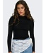 JDY JDY JDYFRANSISKA Life Hi-Neck Top Black – Zwarte ribtop met hoge hals