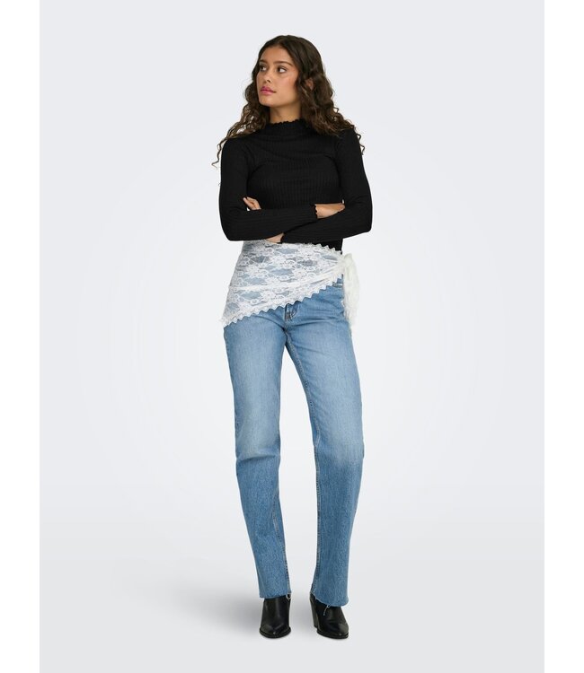 JDY JDY JDYFRANSISKA Life Hi-Neck Top Black – Zwarte ribtop met hoge hals