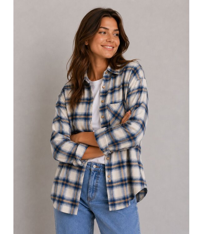JDY JDYMAUVE Check Loose Shirt Bijou Blue Check – Geruit dameshemd