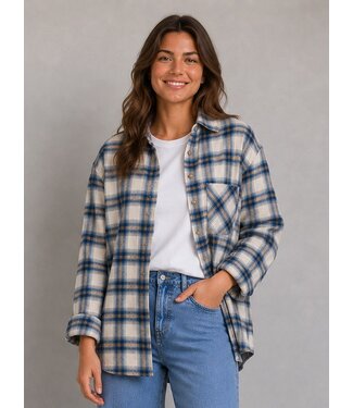 JDY JDYMAUVE Check Loose Shirt - Whitecap Gray BIJOU BLUE CHECK