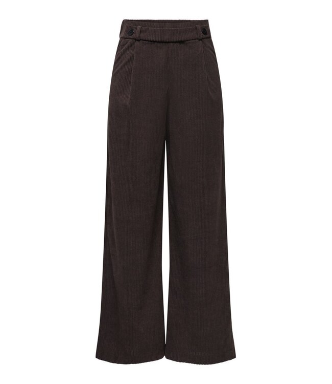 JDY JDYGEGGO Corduroy Pant Coffee Bean – Bruine ribfluwelen broek met wijde pijpen